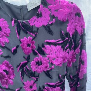 Preen by Thornton Bregazzi Black and Purple Floral Dress